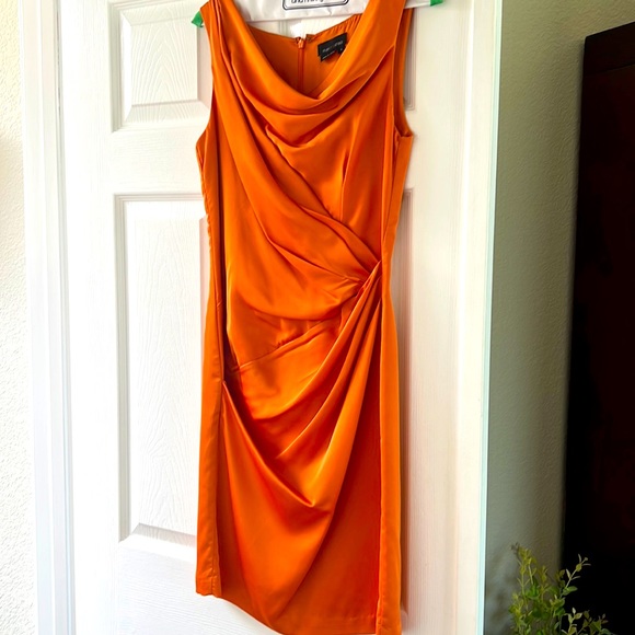 Worn one time beautiful rust/orange ruched cocktail dress - Picture 1 of 2